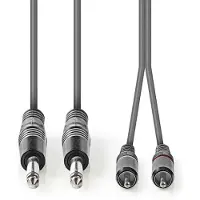 Nedis Stereoljudkabel | 2x 6.35 mm Hane | 2x RCA Hane | Nickelplaterad | 1.50 m | Rund | Mörkgrå | Kartonghylsa