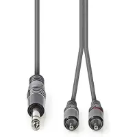 Nedis Stereoljudkabel | 6.35 mm Hane | 2x RCA Hane | Nickelplaterad | 3.00 m | Rund | Mörkgrå | Kartonghylsa