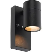QAZQA Modern utomhusvägglampa svart IP44 med skymningssensor - Solo