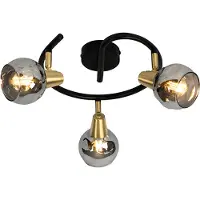 QAZQA Taklampa svart 44,5 cm med rökglas 3-ljus - Vidro