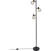 QAZQA Design golvlampa svart 3-ljus justerbar - Mesh