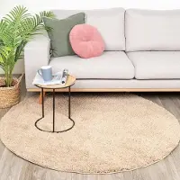 NATURL. Rund fluffig matta | Lofty beige hos Volero | Ø 100 cm | Polypropen | Enfärgad | Rund | Hög lugg