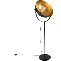 QAZQA Industriell golvlampa svart 50 cm med justerbar guld - Magnax