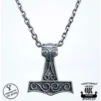 Northern Viking Jewelry Scandinavian Raven Thor's Hammer hänge NVJ-H-RS016