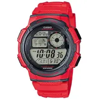Casio herrklocka i grått och rött stål AE1000W-4AVEF sport 10 atm