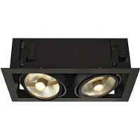 SLV KADUX 2 ES111 downlight, fyrkantig, matt svart, max. 2x75 W