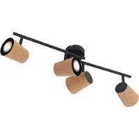 QAZQA Takspotlight svart med korklampa 4-ljus justerbar - Corky