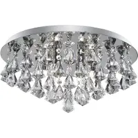 Searchlight Kristall taklampa Hanna, dimbar, Genomskinlig / transpare, Vardagsrum / matsal, Metall, Taklampa