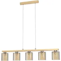 Eglo CASTRALVO LÅNGBORD E27 5L BS/TRÄ/AMBER