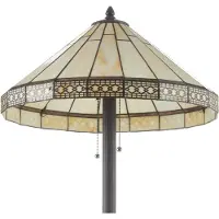 Clayre & Eef Tiffany golvlampa BRADLEY, Brun / rost, Vardagsrum / matsal, Glas, Tiffany, Golvlampa