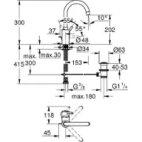 GROHE Concetto, enhandtagskran för handfat ½ L-storlek, Zero