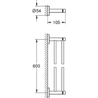 GROHE Essentials handdukstork 600 - Brushed Warm Sunset, Essentials dubbel handdukstork, 600mm