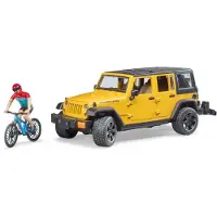 BRUDER Jeep Wrangler Rubicon with mountainbike and cyclist toy car