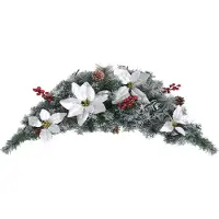 vidaXL Julbåge med LED grön 90 cm PVC