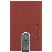 Piquadro korthållare i läder, burgundy, unisex