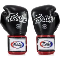 Super Merchant Fairtex äkta läder boxningshandskar BGV5 Svart 12oz