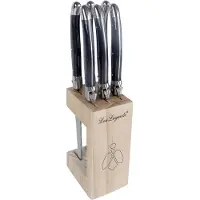 Lou Laguiole Tradition Grillknivar Med Knivblock 6-pack - Knivset Rostfritt Stål Antracit