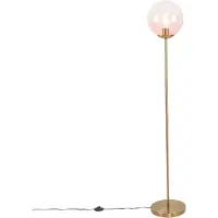 QAZQA Art Deco golvlampa mässing med rosa glas - Pallon