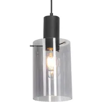 QAZQA Vintage Hänglampa Svart med Rökglas - Vidro