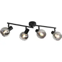QAZQA Art Deco taklampa svart med rökglas 4-ljus - Vidro