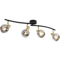QAZQA Art Deco taklampa guld med rökglas 4-ljus - Vidro