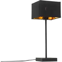 QAZQA Modern bordslampa svart tygskärm svart med guld - VT 1