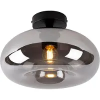 QAZQA Art Deco taklampa svart med rökglas - Busa