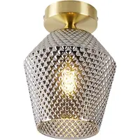 QAZQA Art Deco taklampa mässing med rökglas - Karce