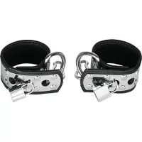 Rimba Handledsmanschetter i Läder och Metall med Hänglås - Silver - Silver