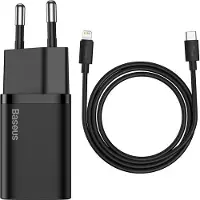 Baseus Super Si Snabb Laddare med USB-C / Lightning Kabel - 20W - Svart