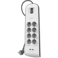 Belkin Bsv804vf2m Surge Strip Protection Socket 8 Slots 2 Usb Grenuttag