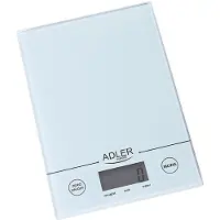 Adler AD 3138 w, Elektronisk köksvåg, 5 kg, 1 g, Vit, fl oz, g, lb oz, ml, LCD