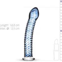 Huismerk Glass No. 5 - glasdildo spiral - transparent blå