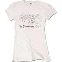 Ginza.se The Beatles: Ladies T-Shirt/Outline Faces On Apple (Sand) (Large)