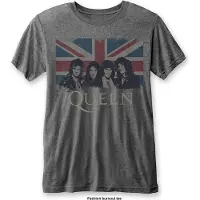 Ginza.se Queen: Unisex Burnout T-Shirt/Vintage Union Jack (Charcoal Grey) (Medium)