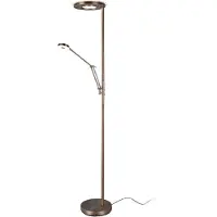 TRIO Lighting LED uplight golvlampa Barrie, dimbar, Brun / mässing, Vardagsrum / matsal, Metall, Modern, LED-golvlampa