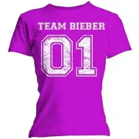 Ginza.se Justin Bieber: Ladies T-Shirt/Team Bieber (Fuchsia Pink) (Skinny Fit) (Large)