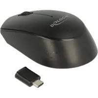 DeLOCK 12526 WiFi mus USB Optisk Svart 2 Knappar 1000 dpi