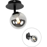QAZQA Rustik spotlight svart justerbar med rökglas - Aten