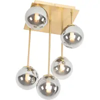QAZQA Modern taklampa guld 5-ljus med rökglas - Aten