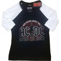 Ginza.se AC/DC: Ladies Raglan T-Shirt/Hard As Rock (Black & White) (X-Small)