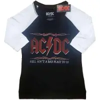 Ginza.se AC/DC: Ladies Raglan T-Shirt/Hell Ain't A Bad Place (Black & White) (Medium)