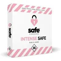 Safe Intense - Kondom med räfflor och noppor - 36-pack