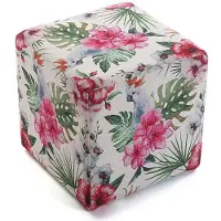 Jamon Puff pall - VERSA - FLORES - Flerfärgad - Tyg - 35x35x35 cm ren