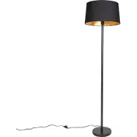QAZQA Modern golvlampa svart med svart skärm 45 cm - Simplo