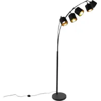 TRIO Leuchten Golvlampa Tommy, Svart, Vardagsrum / matsal, Textil / tyger / siden, Modern, Golvlampa