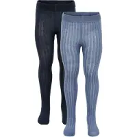 Minymo Strumpbyxor - 2-pack - Solid Rib - Marinblått/Blåmelerad - - 92/98 - Strumpbyxor
