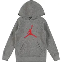 Jordan Hoodie - Jumpman Logo - Gråmelerad m. Röd - - 3-4 år (98-104) - Hoodie
