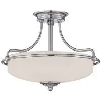 QUOIZEL Taklampa Griffin, dimbar, Förkromad / silver, Vardagsrum / matsal, Glas, Modern, Taklampa