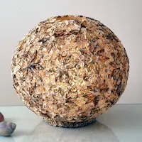 Holländer Bordslampa MUSCHELBALL, Creme / bärnsten, Vardagsrum / matsal, Syntetmaterial, Modern, Bordslampa